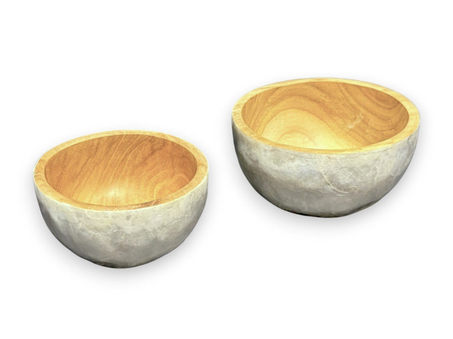 SET 2 BOWL WOOD+CAPIZ 14x7,5/12x06cm