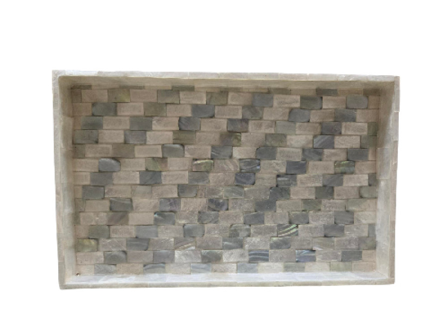 BANDEJA CAPIZ BLUE BORDE ALTO 16x28cm