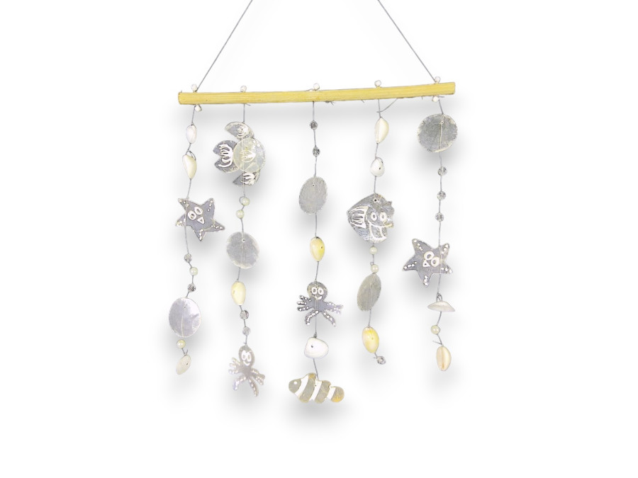 CORTINA CAPIZ SHELL ANIMALS bl / color  Pack 4