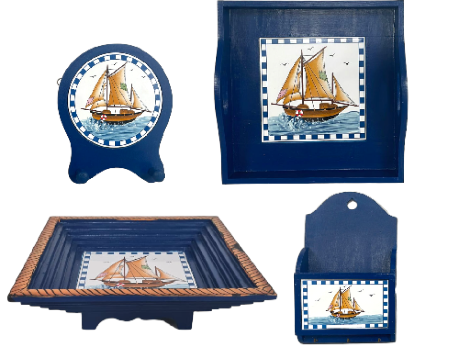 SET JUEGO MARINA BARCO 4 PIEZAS