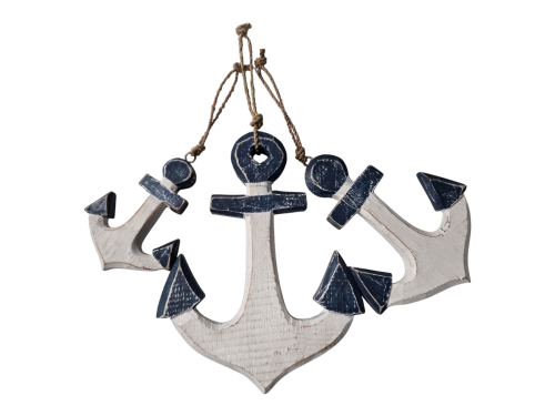 DECO 3 ANCLAS 20/15/12cm BLANCO-AZUL